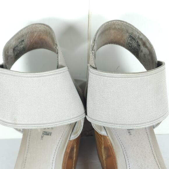 Sorel Women's Nadia US8,5 Dove Nubuck Chunky Heels Slip On Strappy Sandals - Picture 12 of 16